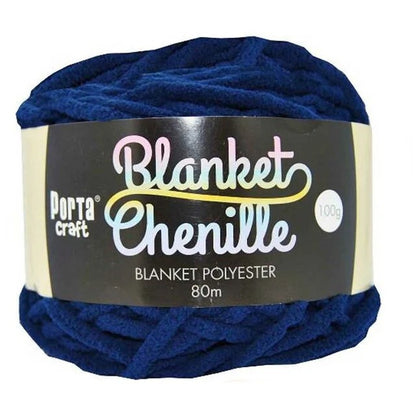 Chenille Blanket Yarn 100g 80m Solid Dark Blue