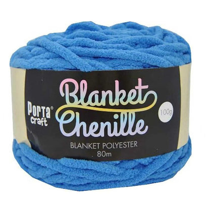Chenille Blanket Yarn 100g 80m Solid Bright Blue