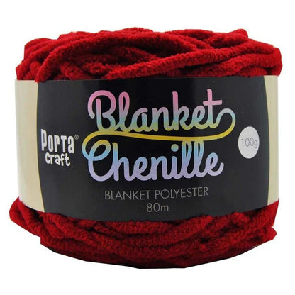 Chenille Blanket Yarn 100g 80m Solid Crimson
