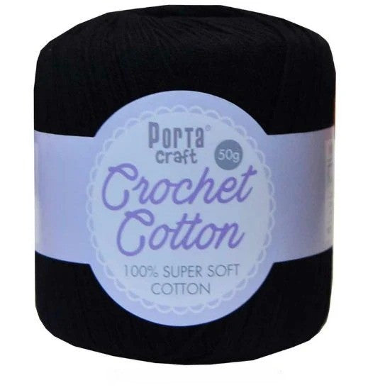 Crochet Cotton 50g 8ply Black