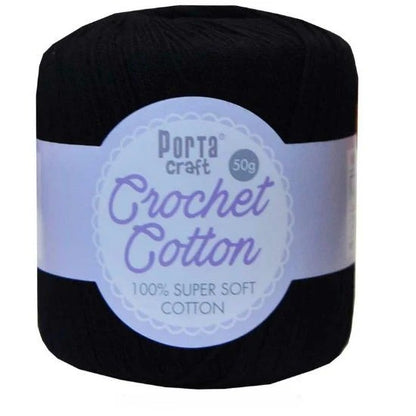 Crochet Cotton 50g 8ply Black