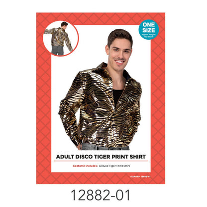 Adult Deluxe Tiger Print Shirt (Gold) image 0