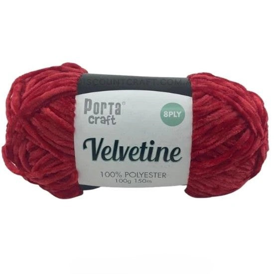 Velvetine Yarn 100g 150m Red