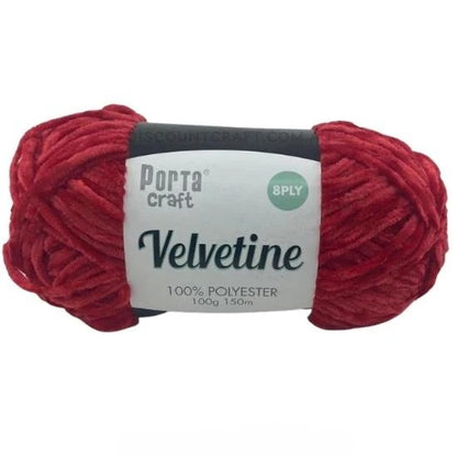 Velvetine Yarn 100g 150m Red