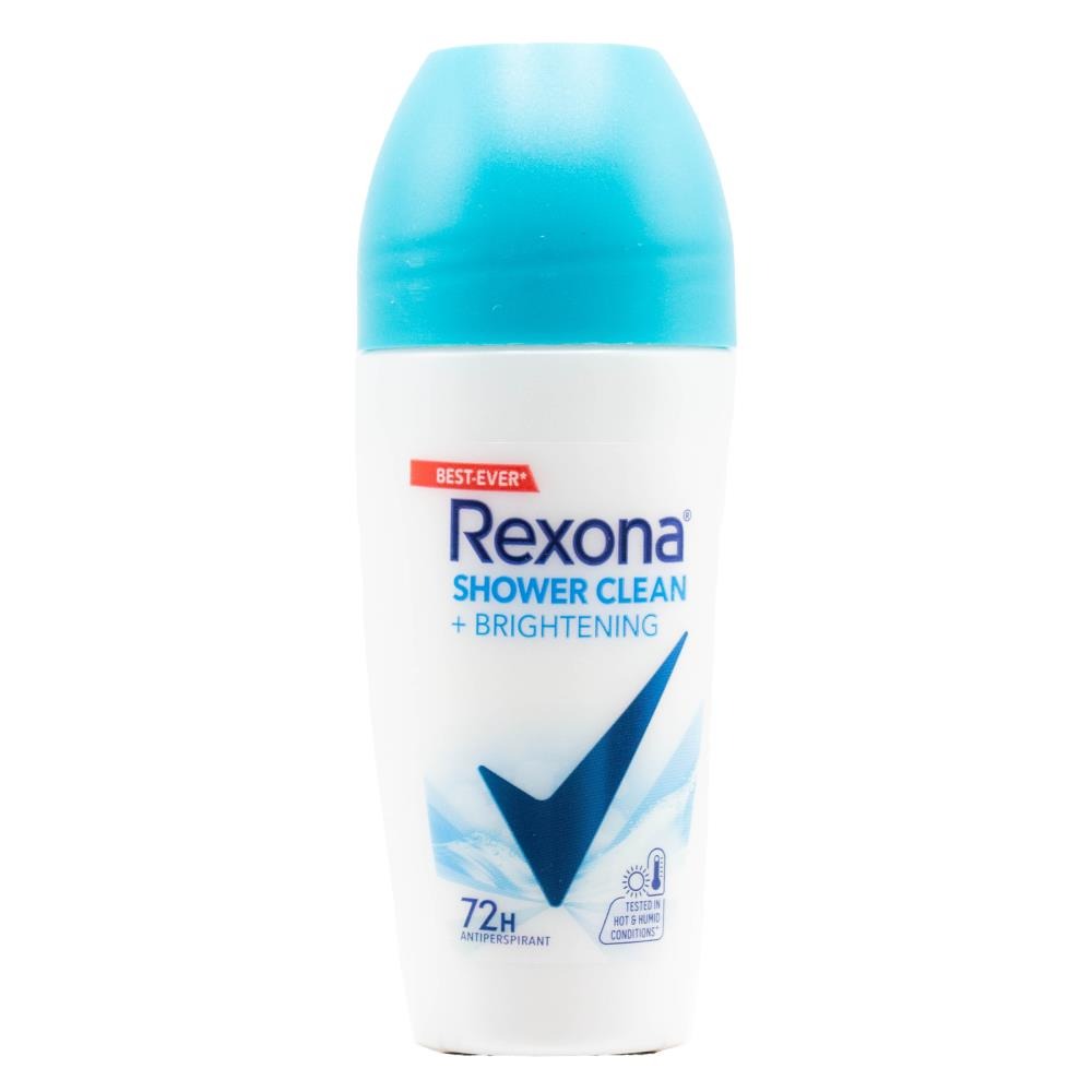 REXONA 45mL DEODORANT WOMEN ROLL ON 72 HOUR SHOWER CLEAN + BRIGHTENING