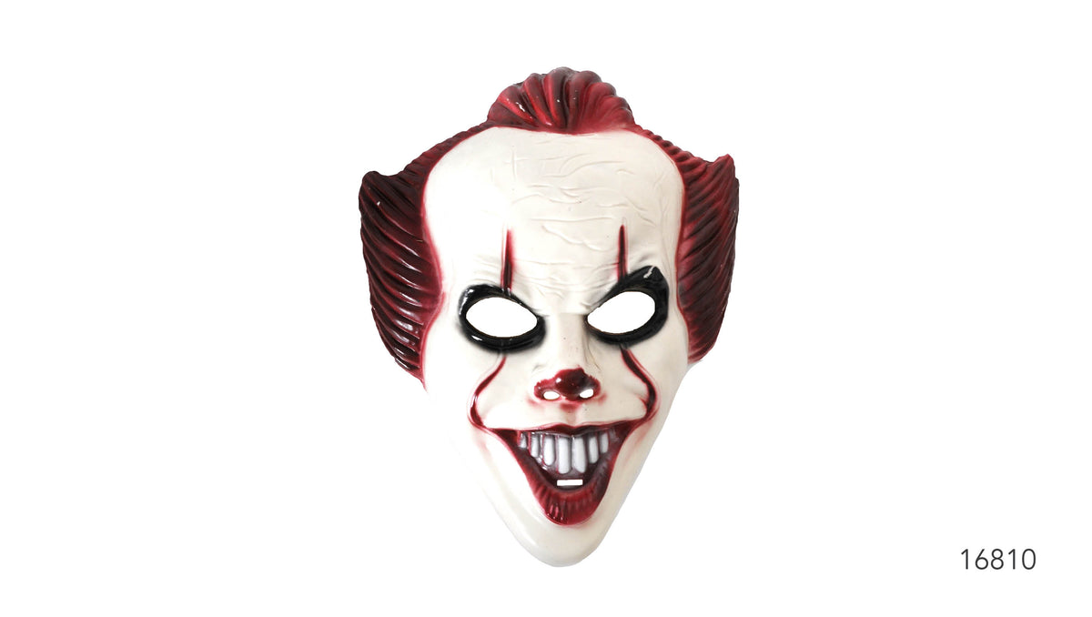 Plastic Mask (Scary Clown Red Hair)