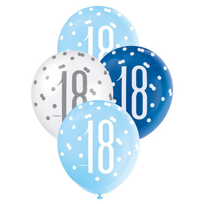Blue & White Assorted 30cm Latex Balloons - 18 image 0