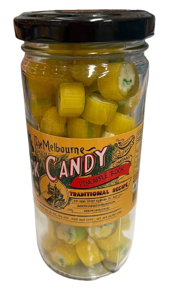 The Melbourne Rock Candy Pineapple Rock Glass Jar 170g