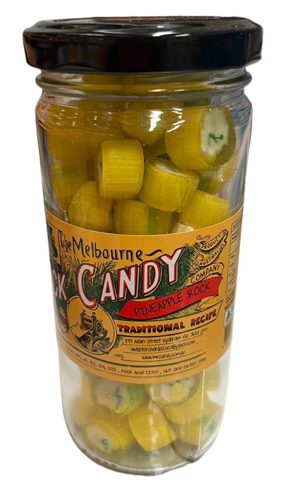 The Melbourne Rock Candy Pineapple Rock Glass Jar 170g