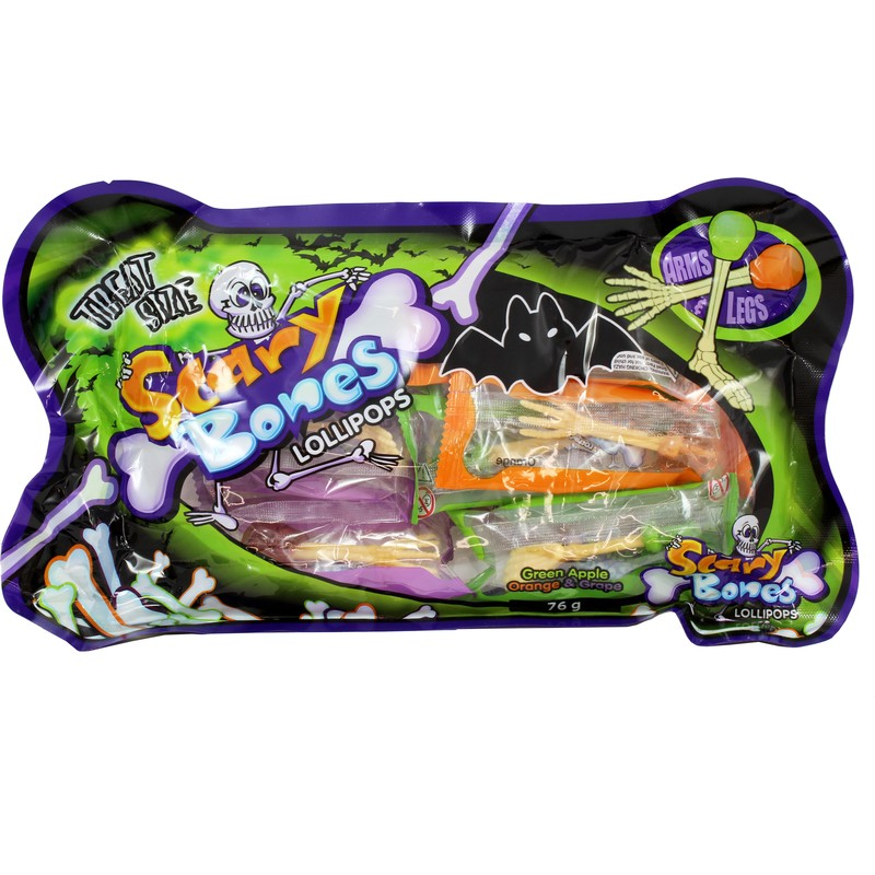 Sour Skulls Scary Bones Lollipop 76g