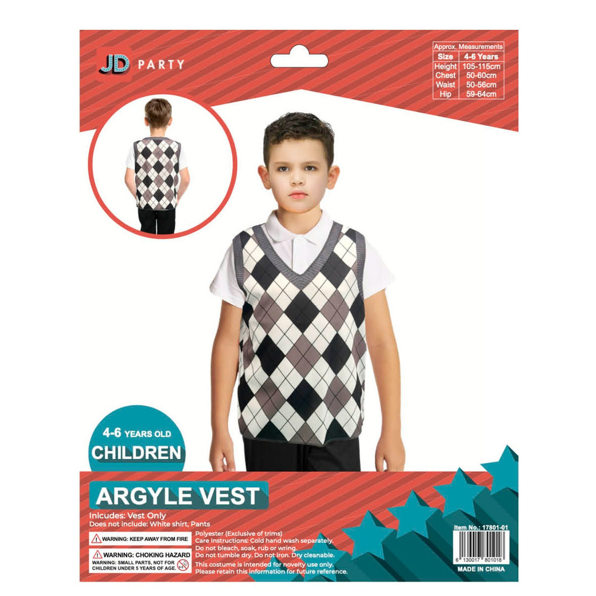 Childrens Grandpa Argyle Vest - Grey