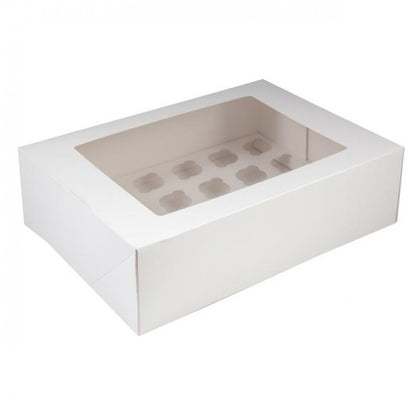 24 Holds White Mini Cupcake Box with Insert (13x10x3in) image 0