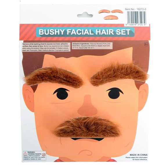 Fury Eyebrows and Moustache Set - Dark Brown