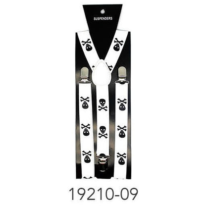 Suspender (Pattern) White with Black Skull image 0