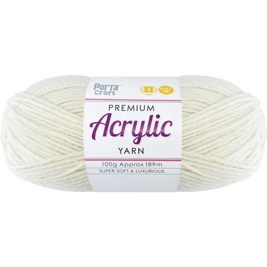Acrylic Yarn 100g 189m 8ply - Cream