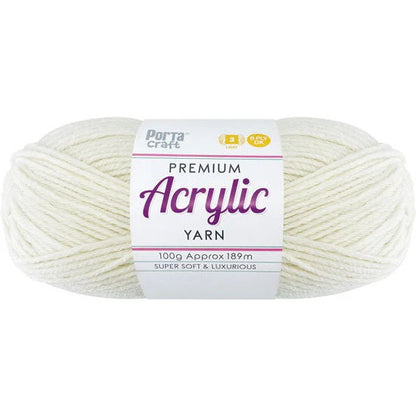 Acrylic Yarn 100g 189m 8ply - Cream