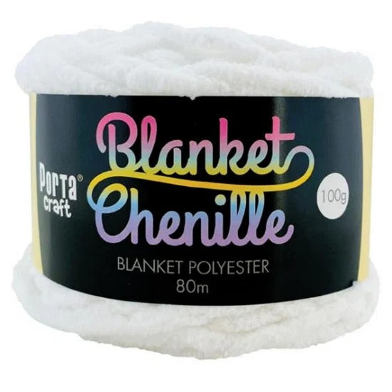 Chenille Blanket Yarn 100g 80m Solid Pure White