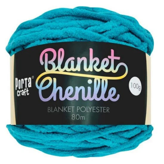 Chenille Blanket Yarn 100g 80m Solid Teal