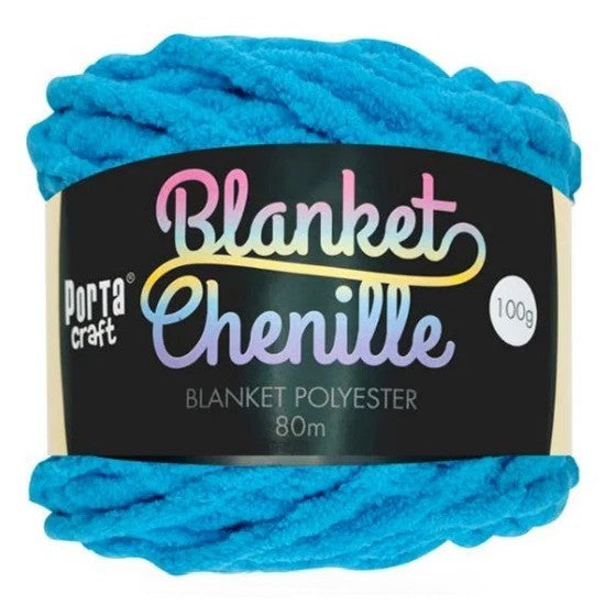 Chenille Blanket Yarn 100g 80m Solid Hot Blue