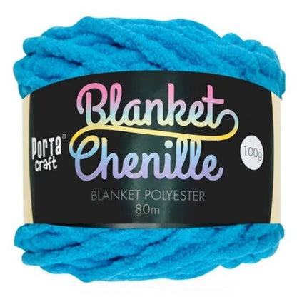 Chenille Blanket Yarn 100g 80m Solid Hot Blue