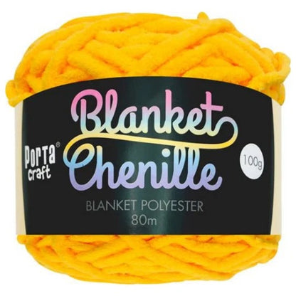 Chenille Blanket Yarn 100g 80m Solid Canary Yellow