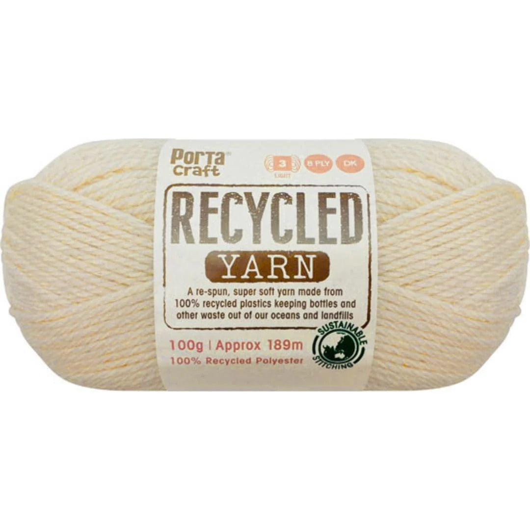 Recycled Yarn 100g 189m 8ply Solid Whipped Cream