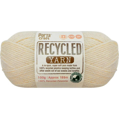 Recycled Yarn 100g 189m 8ply Solid Whipped Cream