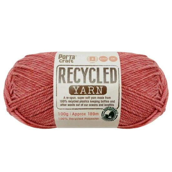 Recycled Yarn 100g 189m 8ply Solid Pink Lake