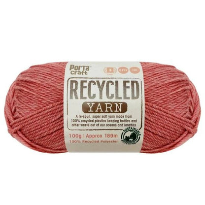 Recycled Yarn 100g 189m 8ply Solid Pink Lake