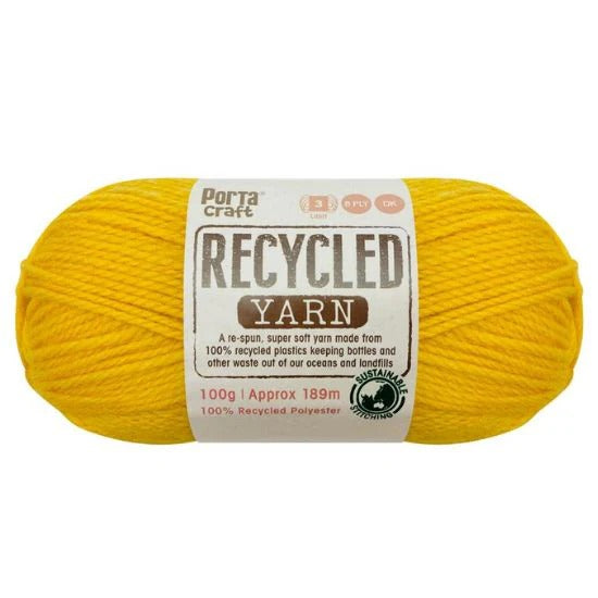 Recycled Yarn 100g 189m 8ply Solid Sunshine