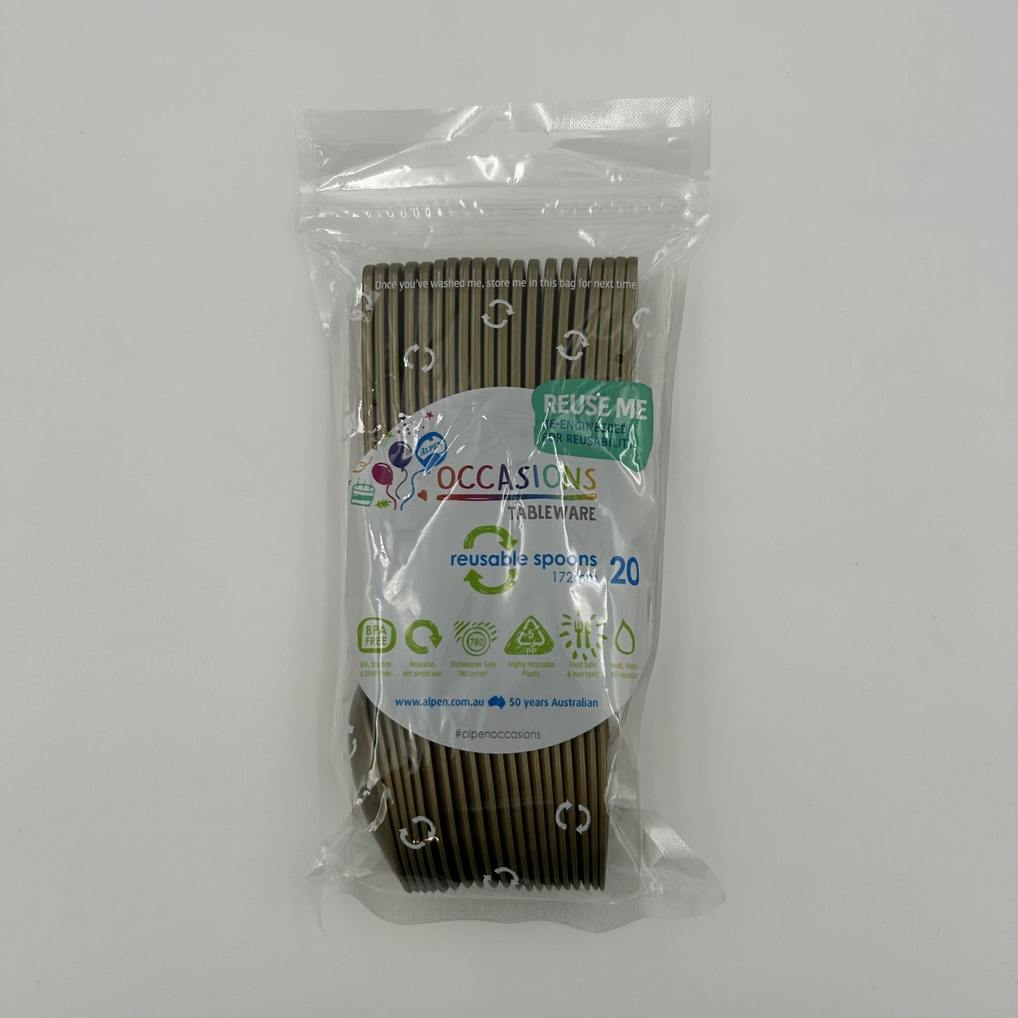 Gold Plastic Spoon Pack 20 image 0