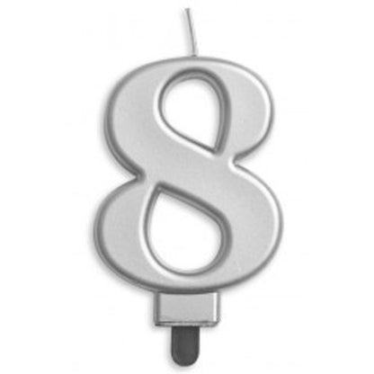 CANDLE NUMERAL JUMBO SILVER #8 image 0
