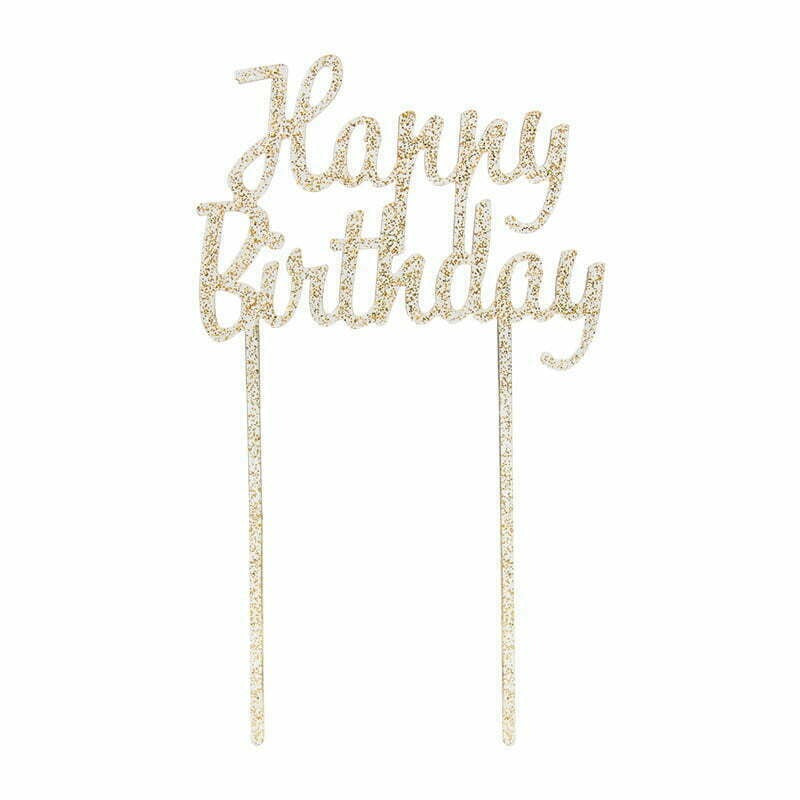 HAPPY BIRTHDAY Cake Picks-Gold image 0