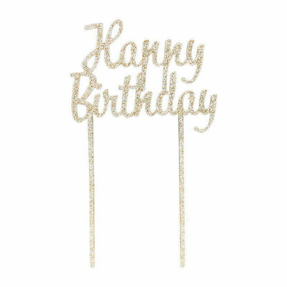 HAPPY BIRTHDAY Cake Picks-Gold image 0
