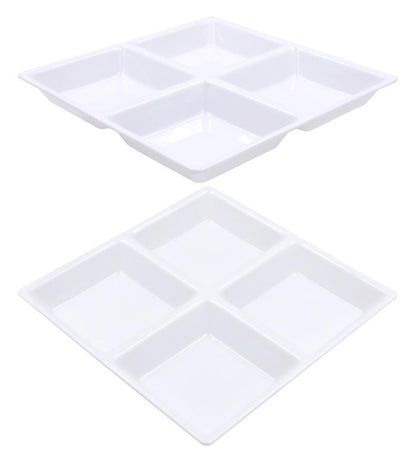 White Melamine (4 Section) Condiment Tray - 22CM x 22CM image 0