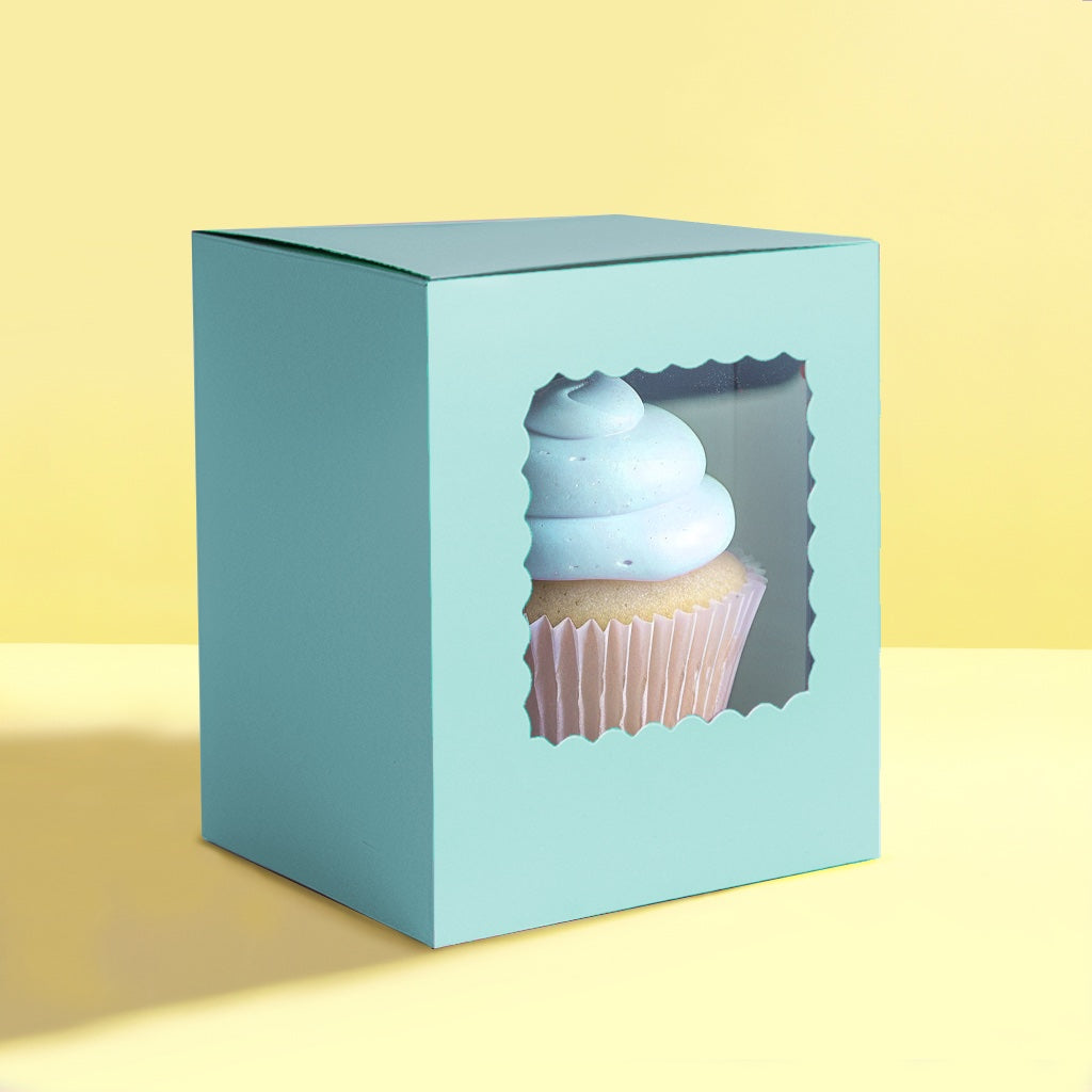 Scalloped Single Cupcake Box (6 pack) - Pastel Blue image 0