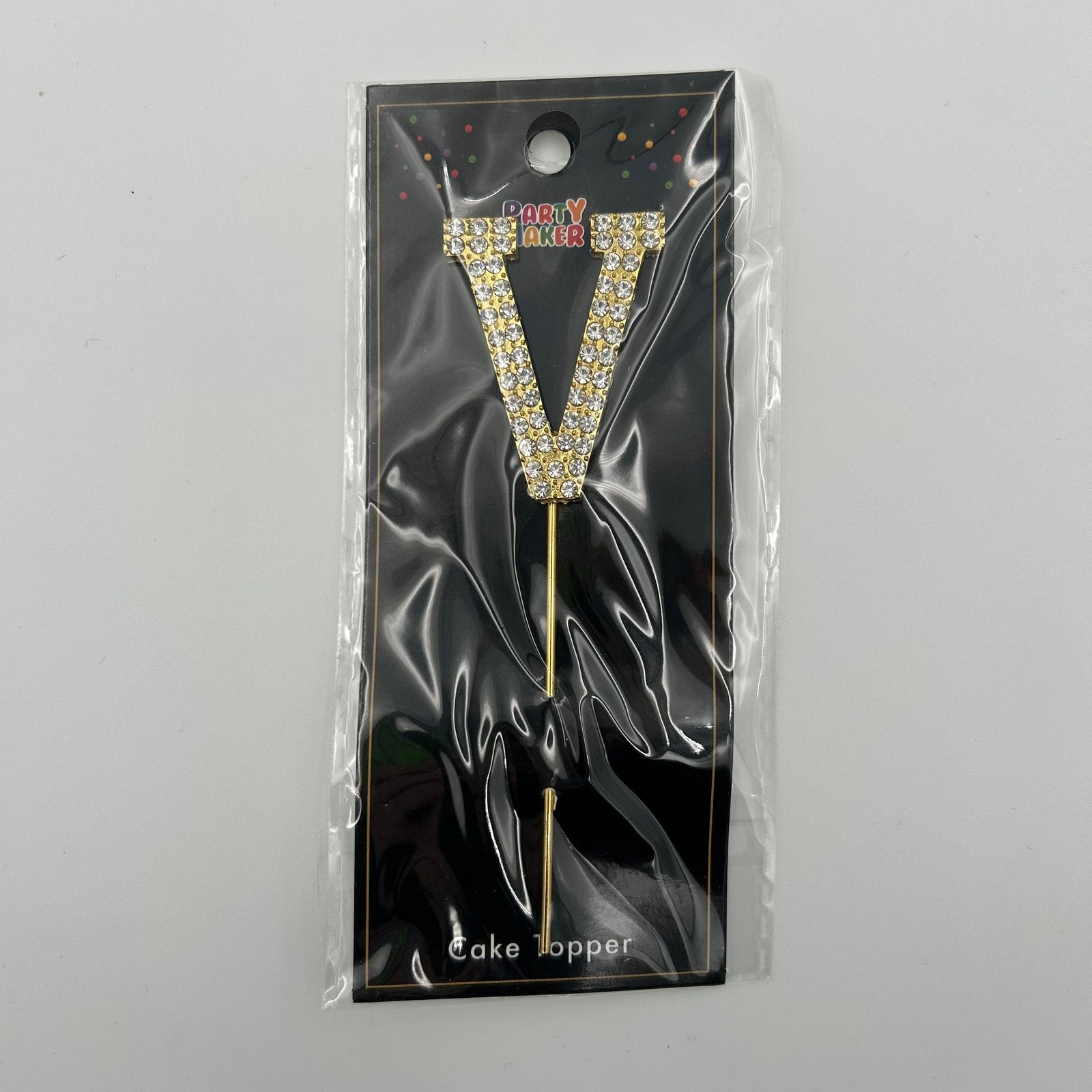 Gold Letter Cake Topper - V image 0