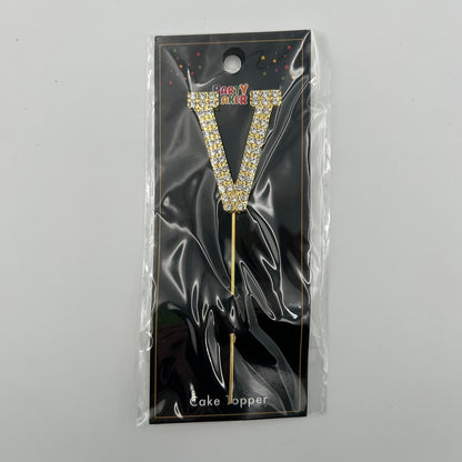 Gold Letter Cake Topper - V image 0