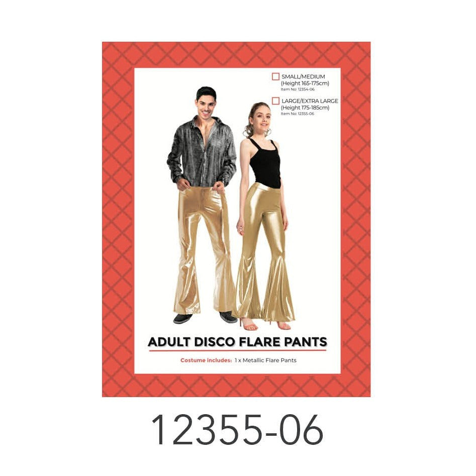 Adult Metallic Flare Pants (Gold) (L/XL) image 0