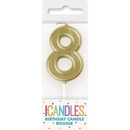 MINI GOLD NUMERAL CANDLE - 8 image 0