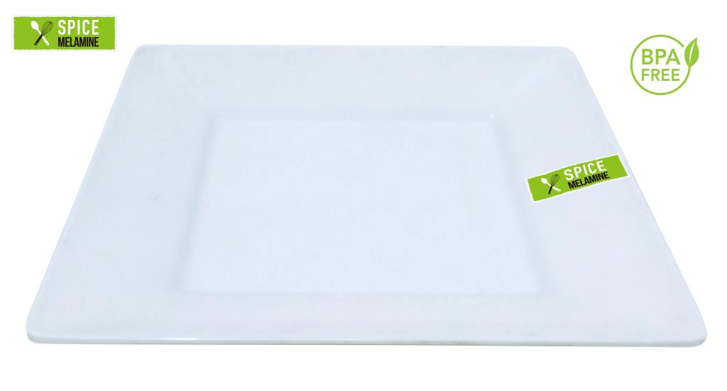White Melamine Square Platter-21CM x 21CM image 0