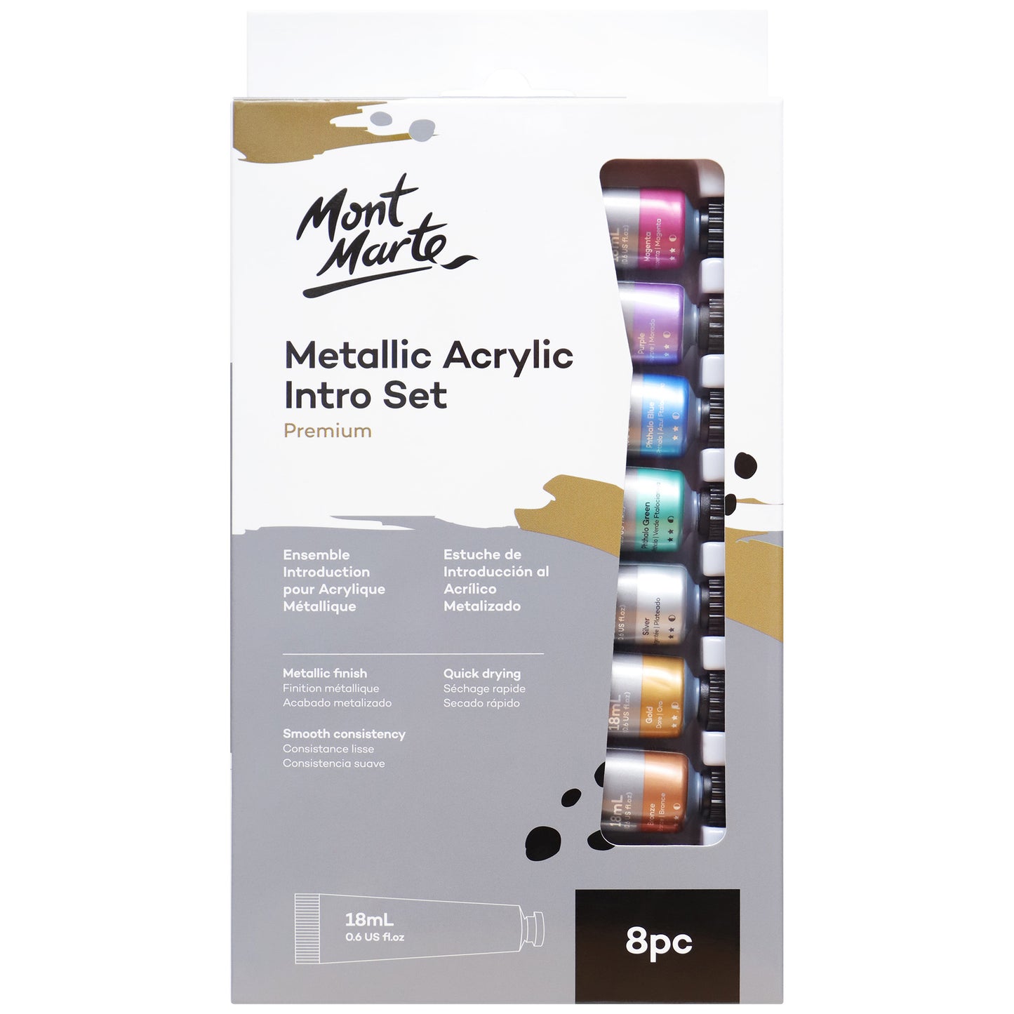 Metallic Acrylic Paint Intro Set 8pc x 18ml image 0