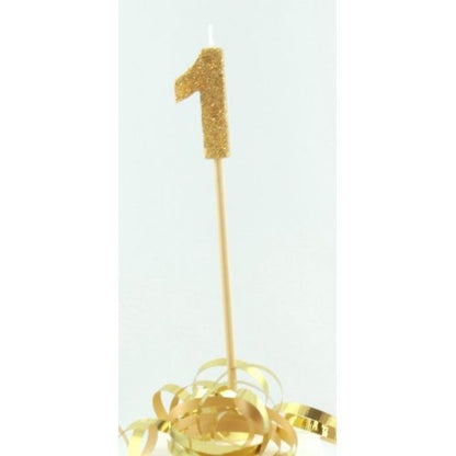 CANDLE GOLD GLITTER LONG STICK #1 image 0