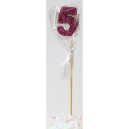 CANDLE PINK GLITTER LONG STICK #5 image 0