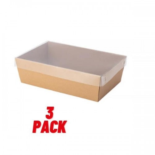 3pk Kraft Rect. Grazing Box + Lid Large (56*25.5*8cm) image 0