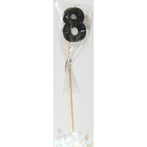 CANDLE BLACK GLITTER LONG STICK #8 image 0