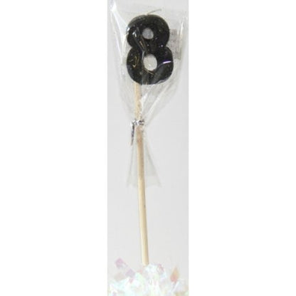 CANDLE BLACK GLITTER LONG STICK #8 image 0