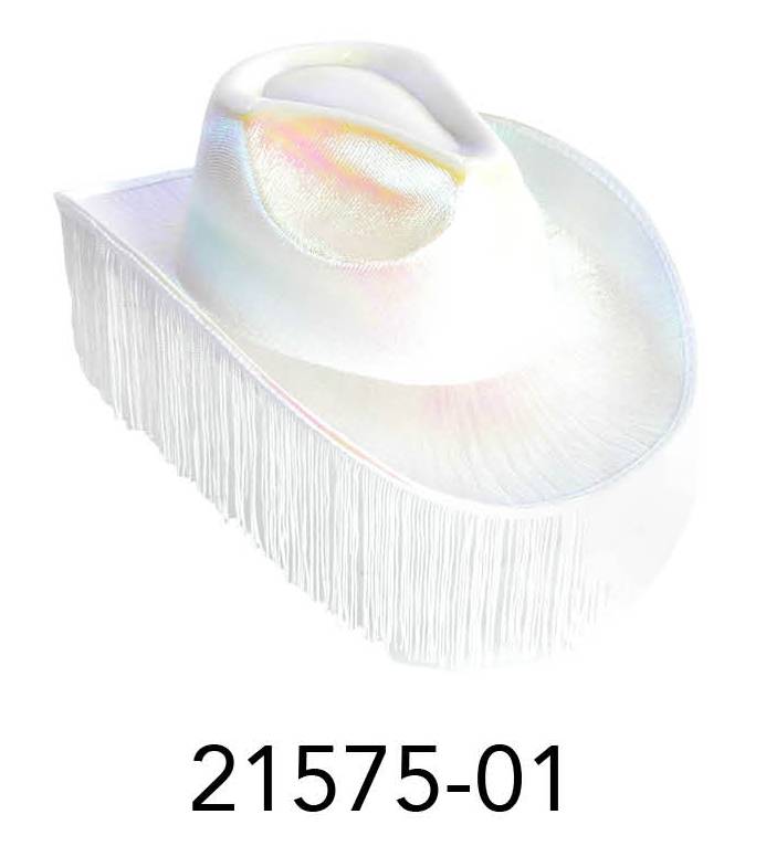 Metallic cowboy hat with fringing (White) image 0