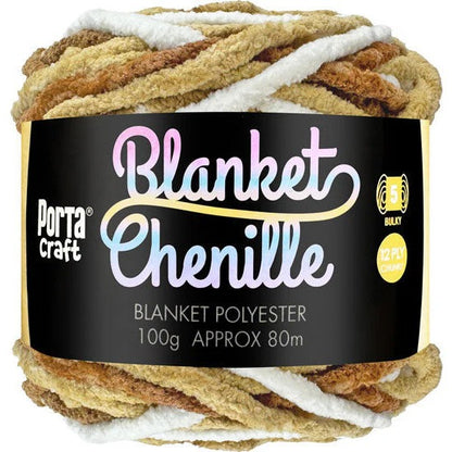 Chenille Blanket Yarn 100g 80m Multi Coffee Swirl