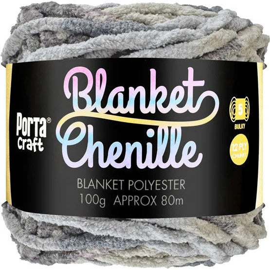 Chenille Blanket Yarn 100g 80m Multi Granite